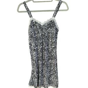 Soma Black White Lace Trim Chemise Nightgown Sleep Dress Size Small
